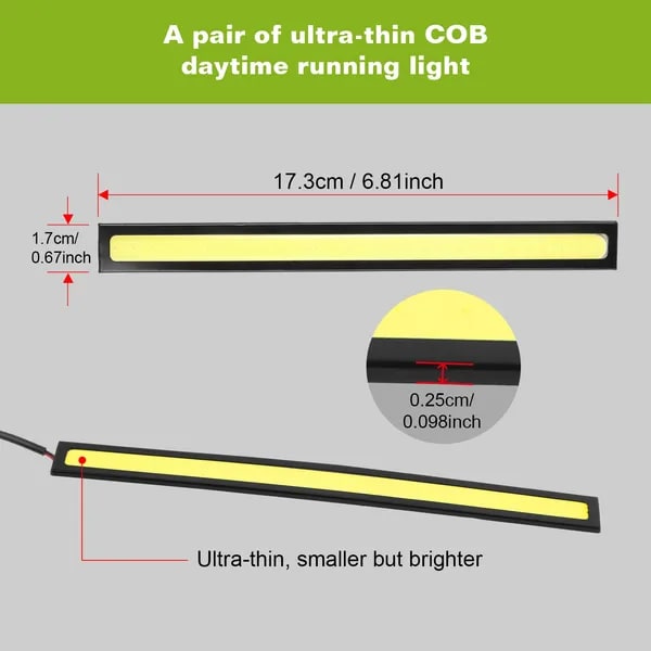2Pcs LED Daytime Running Lights Car LED COB DRL Fog Lights IP45 Waterproof LED Strip Fog Day Driving Lamp Sticker For 12V Car Interior Exterior Use view 5