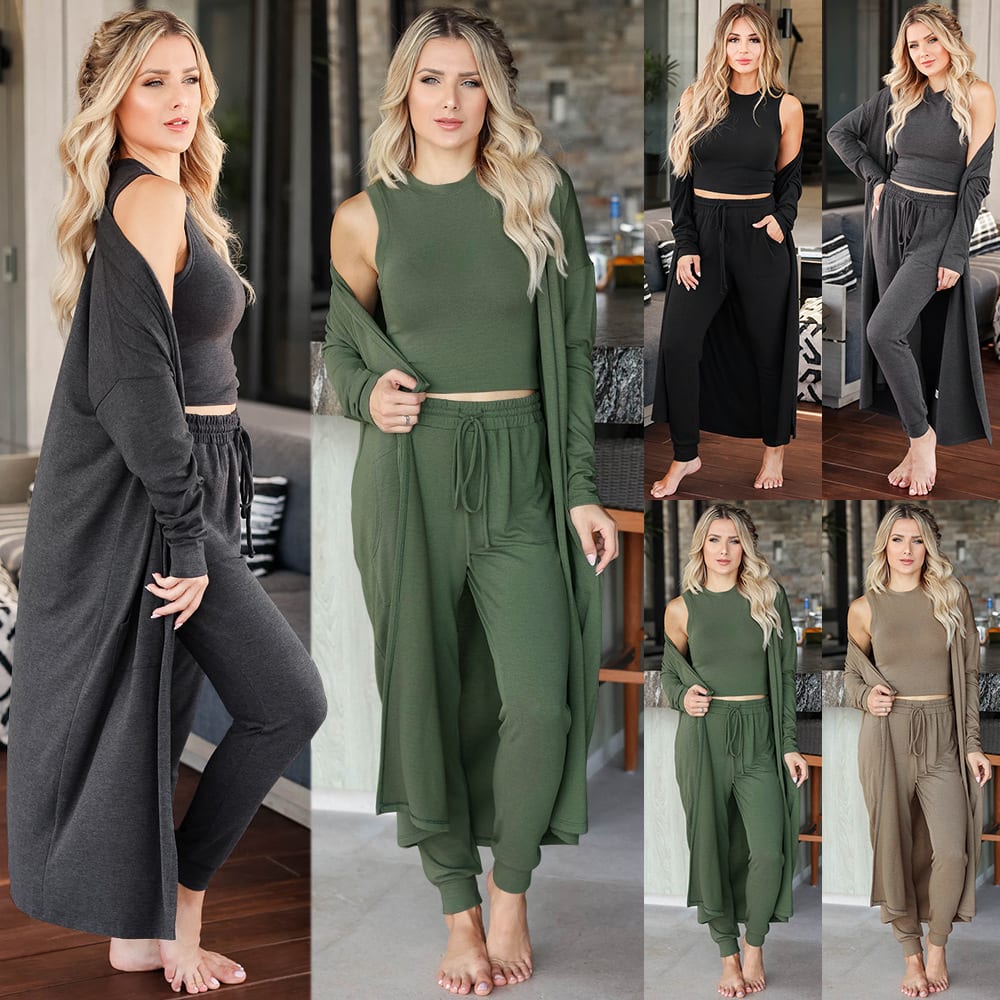 Women's Knitted Slim-fit Temperament Vest And Trousers Sports Suit view 6