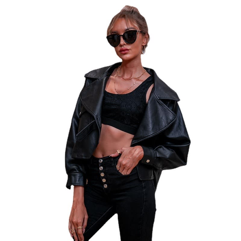 Ladies Autumn And Winter PU Leather Jacket view 2