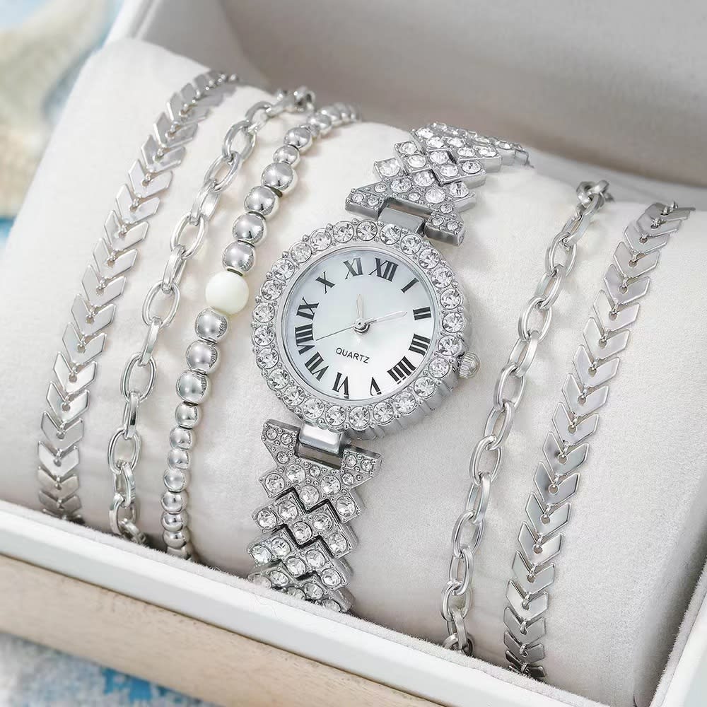Diamond Women's Bracelet Watch Luxury Fashion Gift Box Watch Bracelet Six-piece Set view 13
