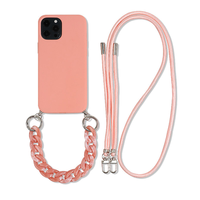 Solid Color Diagonal Double Lanyard Mobile Phone Case view 13