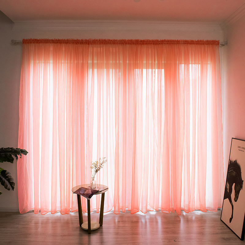 Simple And Modern Balcony Solid Color Gauze Curtain view 2