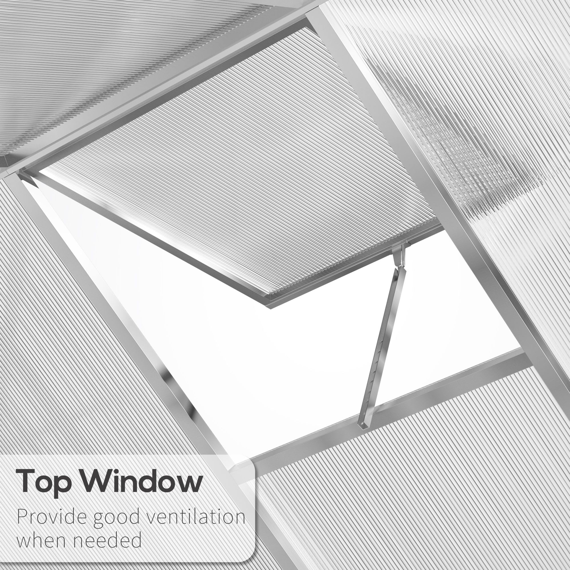 4 L X 6 W Walk-In Polycarbonate Greenhouse With Roof Vent, Outdoor Greenhouse For Winter, Clear view 2