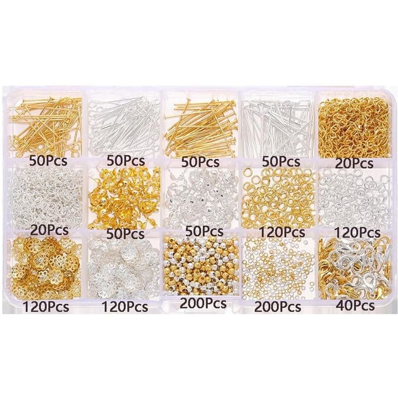 15 Grid Gold And Silver Set Lobster Buckle Nine Character Needle Single Circle Flower Tray Extended Chain DIY Homemade