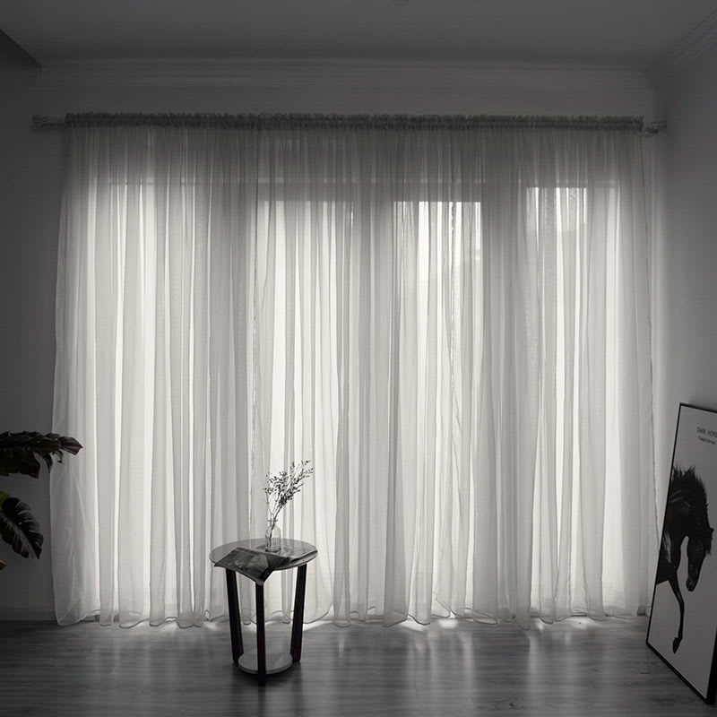 Simple And Modern Balcony Solid Color Gauze Curtain view 18