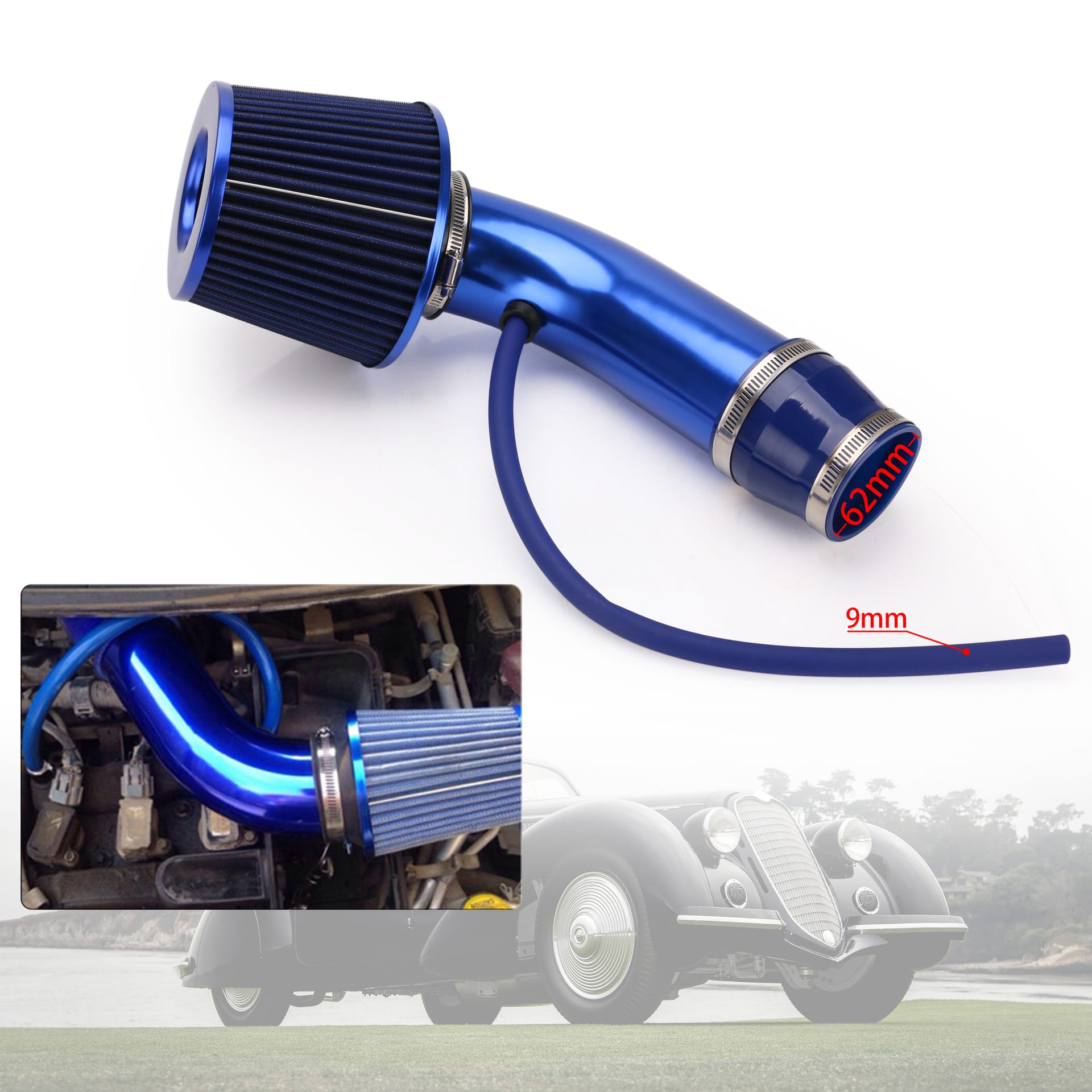 Car General Modified 76mm 3inch Air Filter Mushroom Head Intake view 2
