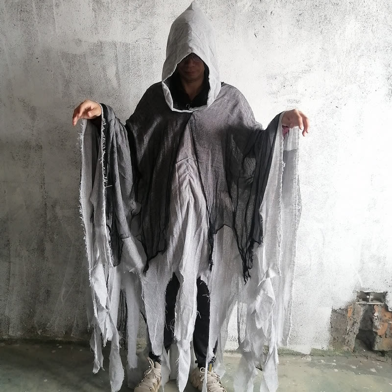 Unisex Halloween Ghost Dementors Cosplay Costume Gothic Horror Zombie Tattered Hooded Capes Day Of The Dead Party Props Cloaks view 15