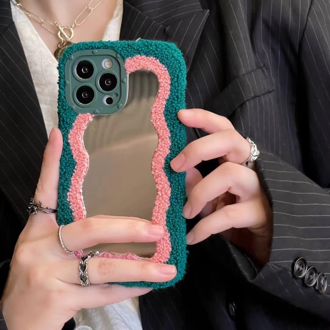 Plush Patch Mirror Mobile Phone Shell view 2