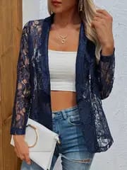 Spring And Summer Small Suit, Fashionable And Versatile Solid Color Lace Shirt Jacket view 6