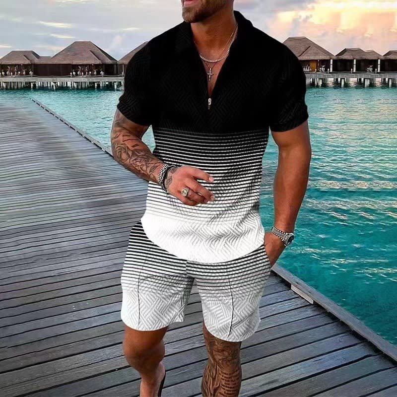 New Men's Summer Short Sleeve Shorts Casual Suit view 20