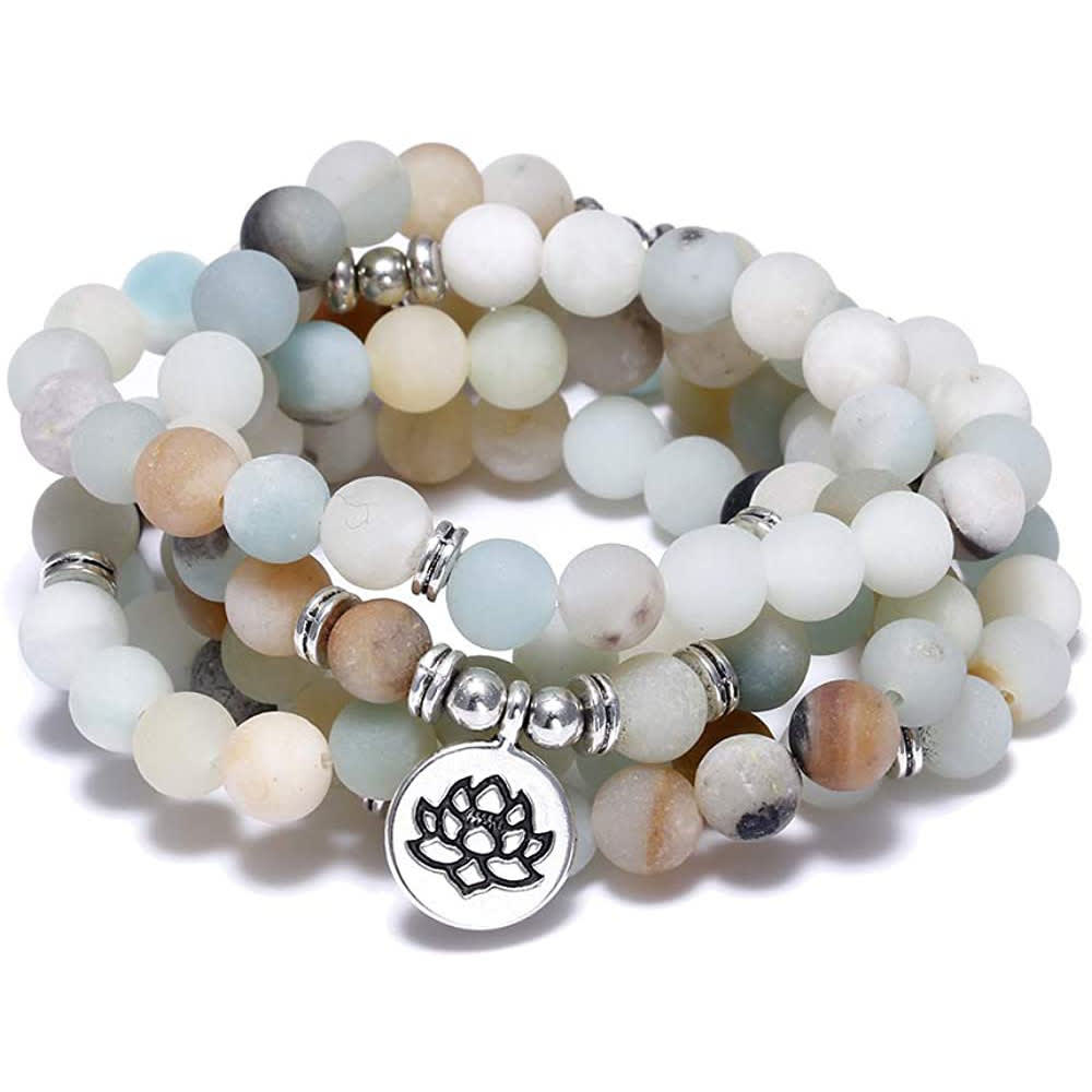 Amazon Stone Tiger Eye Stone Bracelet Necklace 108 Buddha Beads Lotus Bracelet view 16