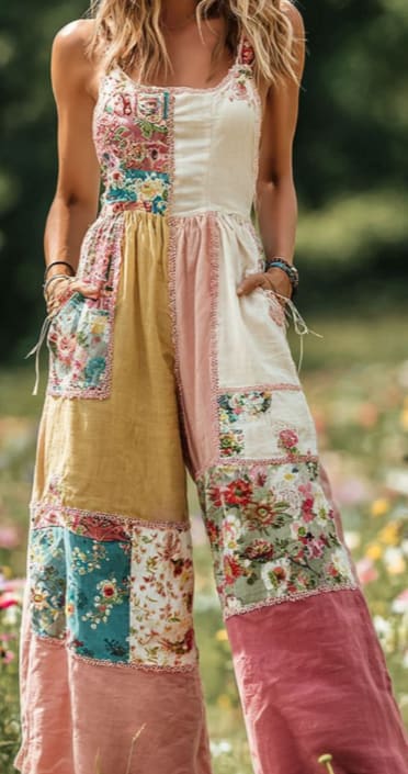 Women's Retro Print Comfortable Jumpsuit view 5