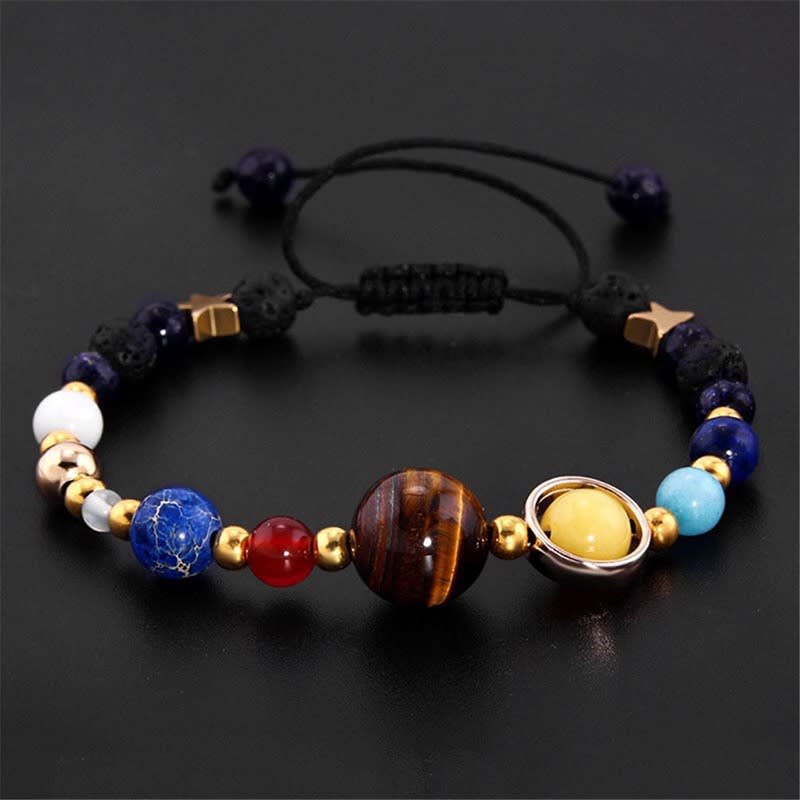 Eight Planets Alloy Bracelet, Natural Stone Bead Bracelet Women Solar System Bracelet Universe Galaxy The Eight Planets Guardian Star Natural Stone Beads Bracelet Bangle Gifts For Girls view 4