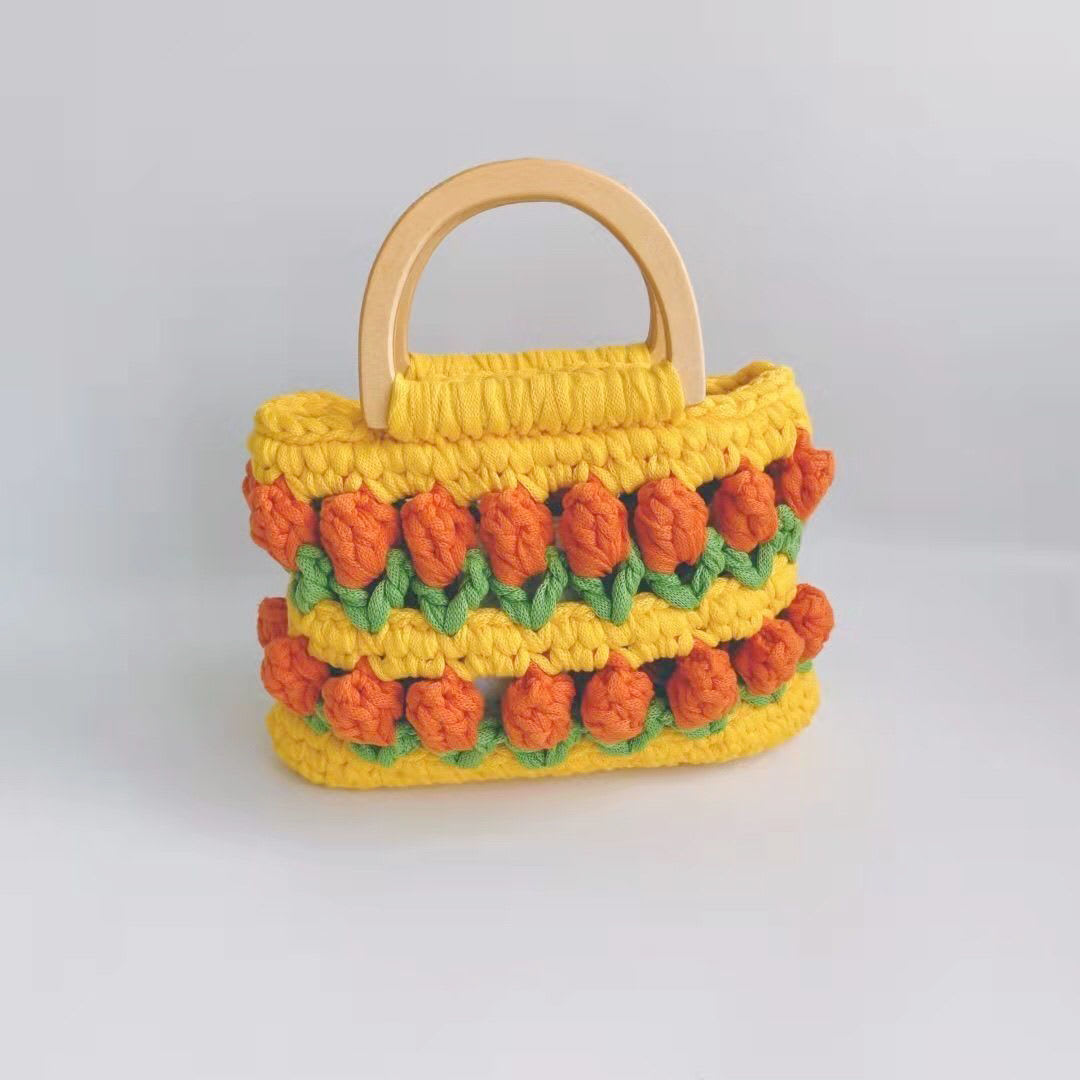 Cloth Line Crochet Knitting Tulips Handbags view 2