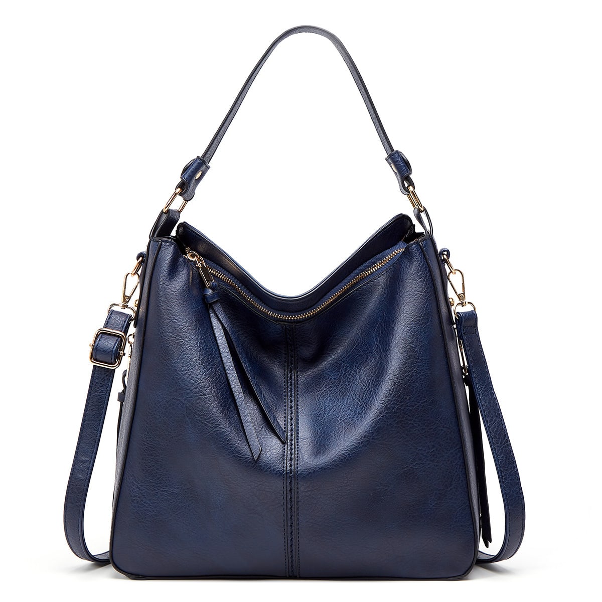 Hobos Zipper Bucket Bags With Adjustable Shoulder-strap Handbags Temperament High Capacity Messenger Shoulder Bag For Women view 4