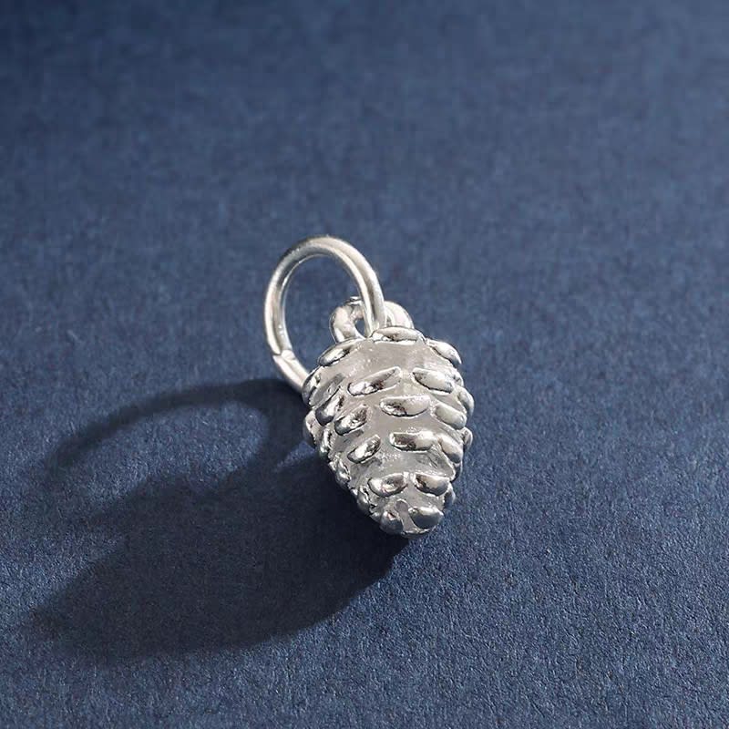1 Pair 999 Sterling Silver Twisted Pine Cone Drop Earrings, Forest Style, Perfect For Daily Wear And Valentine's Gift view 2