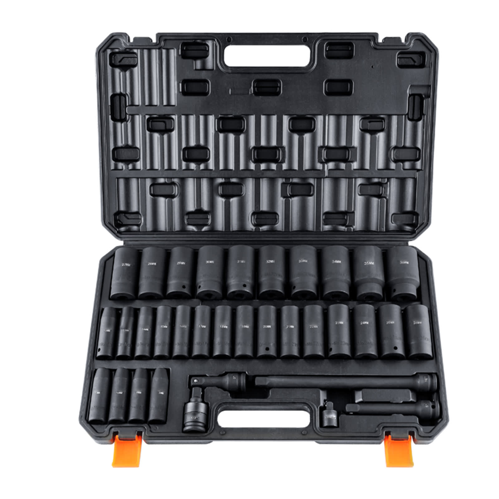 VEVOR  Drive Deep Impact Socket Set, 34pcs Socket Set Metric 8-36mm 6 Point Cr-MO Alloy Steel For Auto Repair, Rugged Construction, Includes Heavy Duty Storage Case view 4