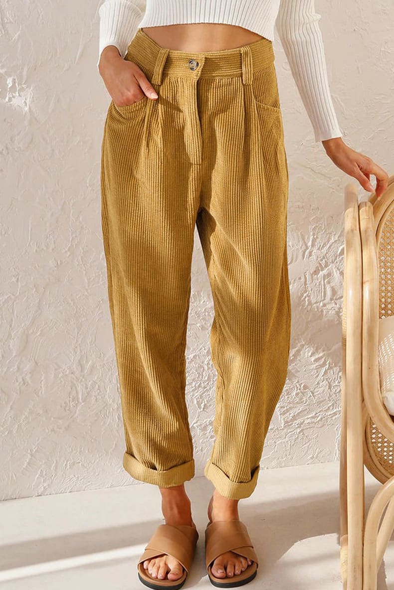 Baggy Corduroy Straight Pants Oversized Spodnie Elegant Trousers New Broek Women Causal Spring Fall High Wasit Pantalones view 12