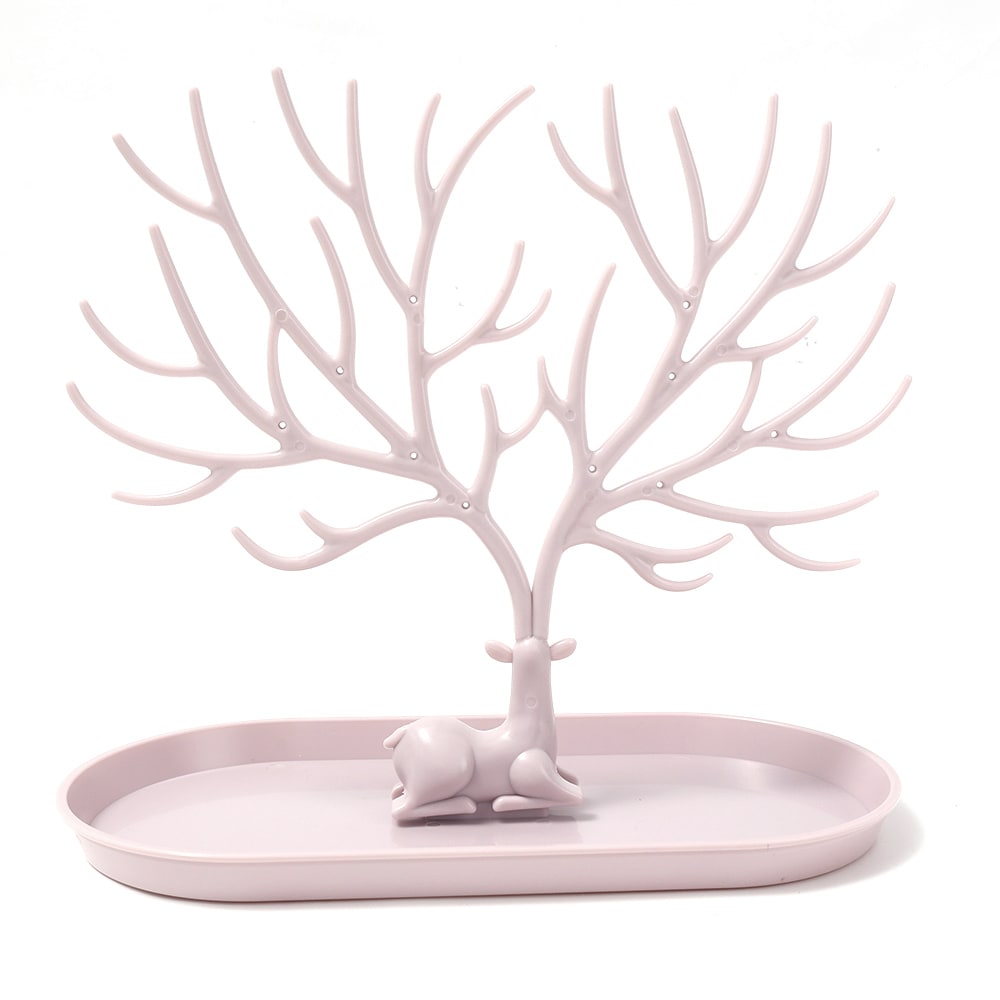Deer Jewelry Display Stand Earrings Necklace Ring Jewelry Display Tray Jewelr Crystal Handle Antlers Jewelry Display Stand With Storage Drawer And Tray, Tree Tower Rack Hanging Organizer view 11