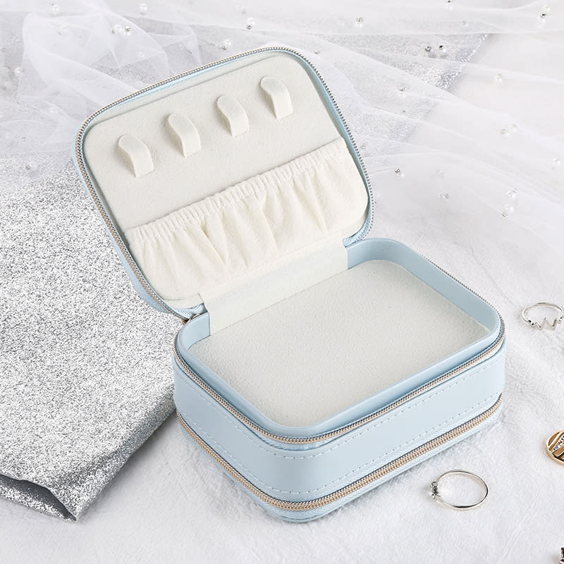 Simple Zipper Leather Jewelry Box Storage view 5