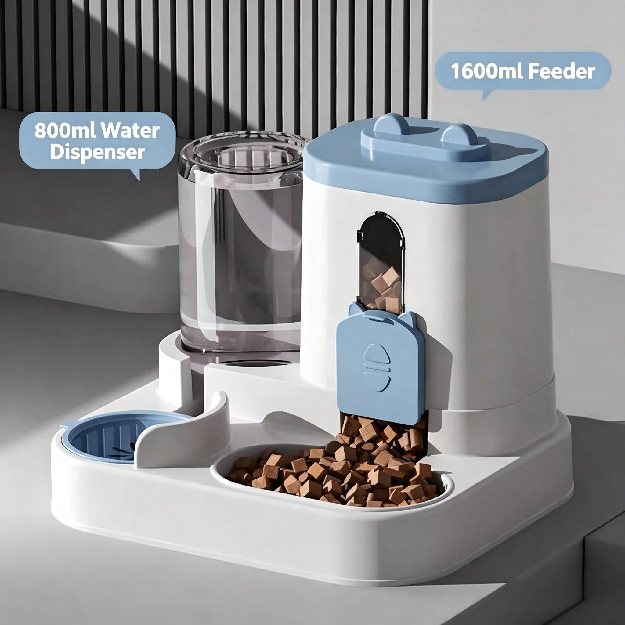 4 Colors Gravity Pet Feeder Water Dispenser Cute Cat Shaped Automatic Food Water Bowl Large Capacity Detachable Stable Anti Slip Base Feeding Supplies For Cats Puppies Small Animals Home Indoor Use view 5