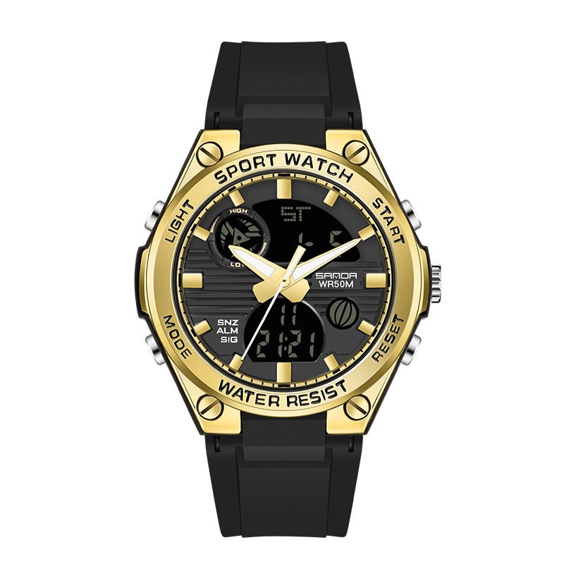 Men's Dual Display Waterproof Luminous Couple Sports Electronic Watch view 15