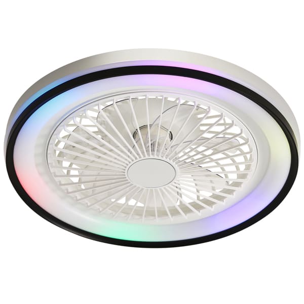 19 Inch RGB Dimmable LED Enclosed Ceiling Fan With Embedded Bladeless 6-speed Remote Control, Suitable For Bedroom Parties view 7
