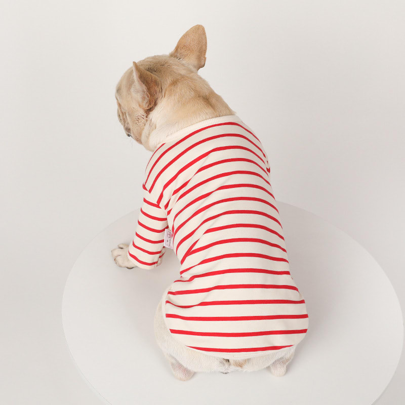 Dog Striped Cotton V-Neck Pet Warm Bottoming Shirt view 3
