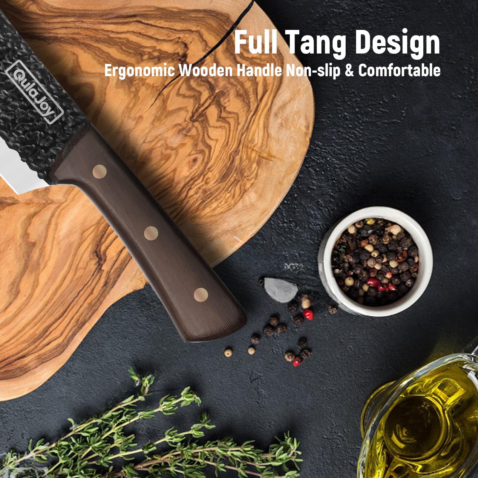 Qulajoy Meat Cleaver Knife - 7.3 Inch High Carbon Stainless Steel Butcher Knife For Meat Cutting Slicing Vegetables- Professional Chopper Knife For Home Kitchen Chef Knife view 6