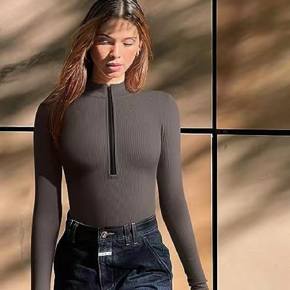 Fashion Long Sleeve Zipper Jumpsuit Seamless Slimming Shapewear For Women Romper view 3