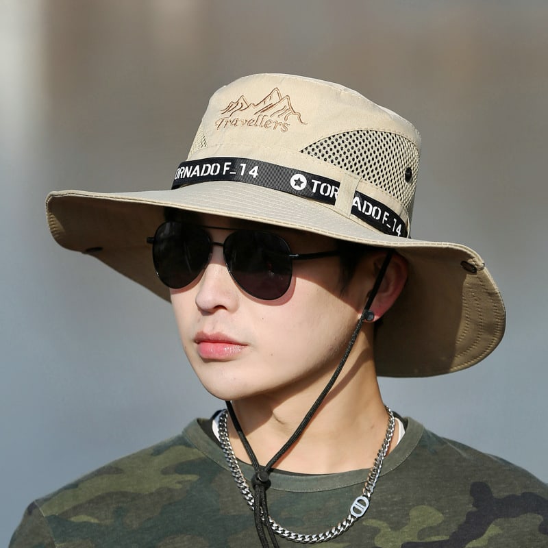 Mountaineering Fishing Sunscreen Travel Breathable Large Eave Visor Hat For Men view 5