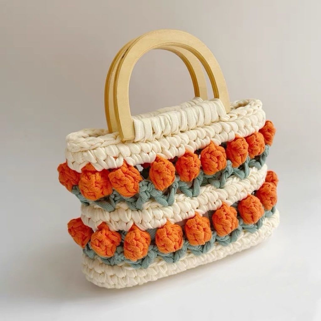 Cloth Line Crochet Knitting Tulips Handbags view 8