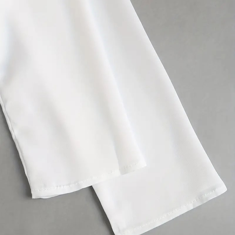 Women's Elegant Long Sleeve Blouse - Solid Color Lapel Top With Ruched Chest Detail Office & Casual Wear For Spring Fall view 13