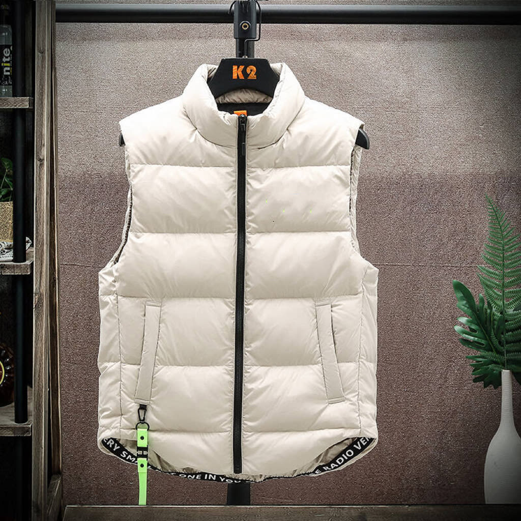 Men's Winter Down Vest Fashion All-match Stand-collar Sleeveless Jacket Solid Thickened Tank Outerwear Clothing view 5