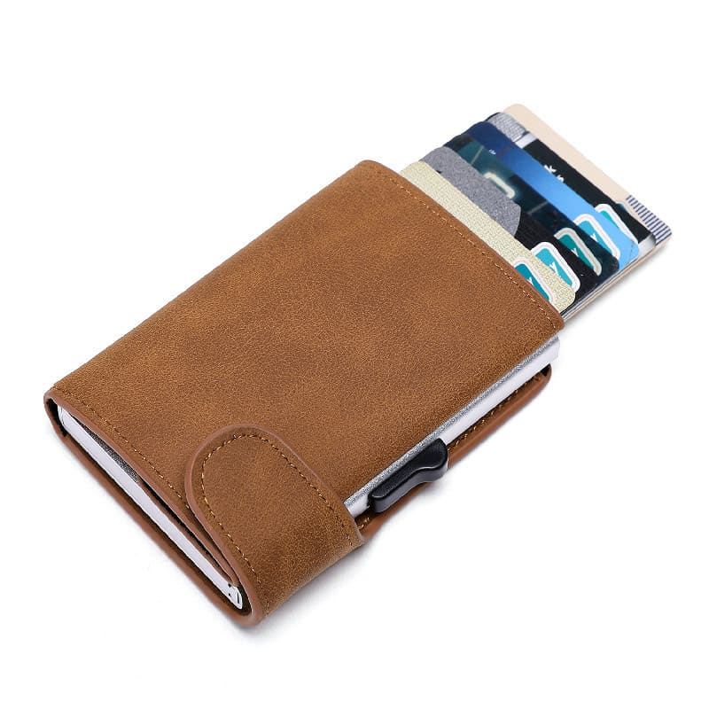Crazy Horse Leather Aluminum Card Case Wallet view 3