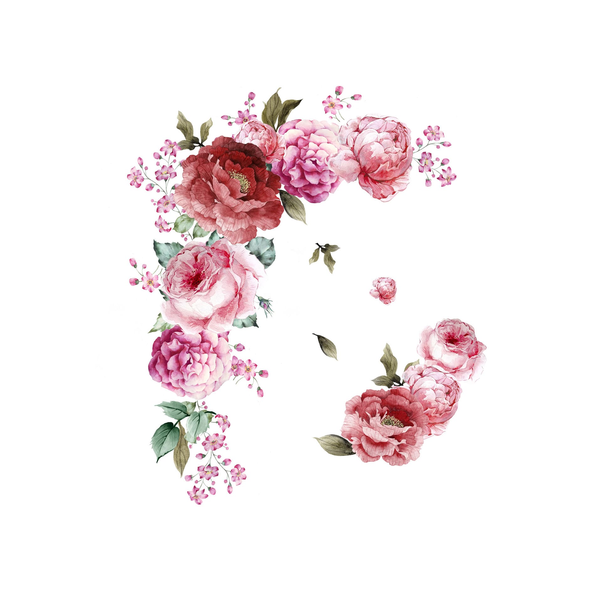 Home Wall Living Room Decoration Watercolor Peonies Flower Decoration Stickers view 4