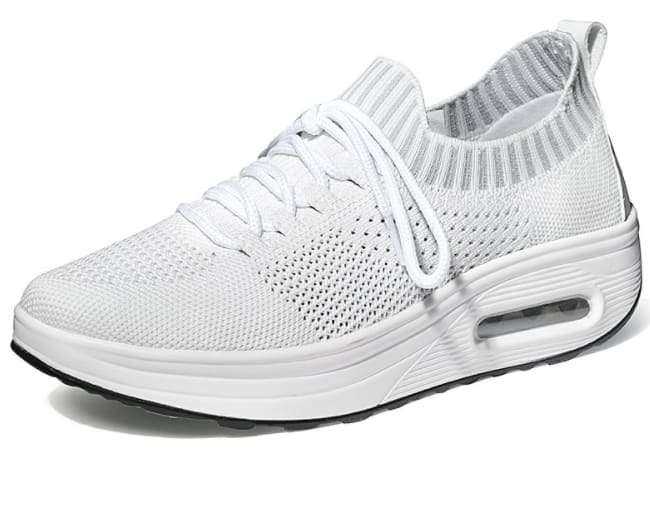 A Drop-shipping Miyaka Air Cushion Thick-soled Rocking Shoes Women's Mesh Sports Flying Woven Travel Shoes 1983 view 5
