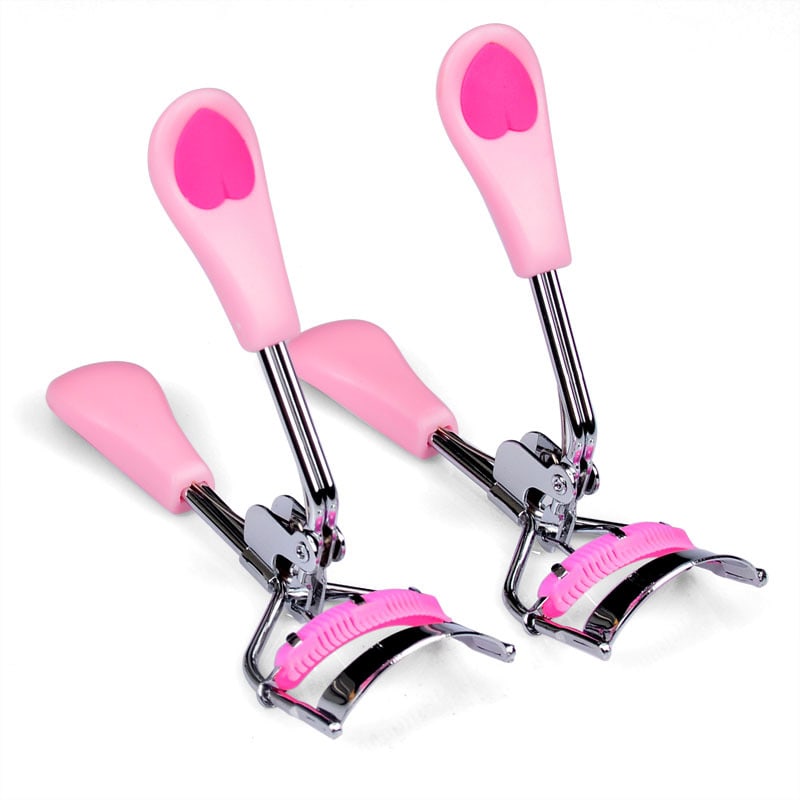 Peach Heart Handle Eyelash Curler With Comb Fan-shaped Wide Angle Edge view 2