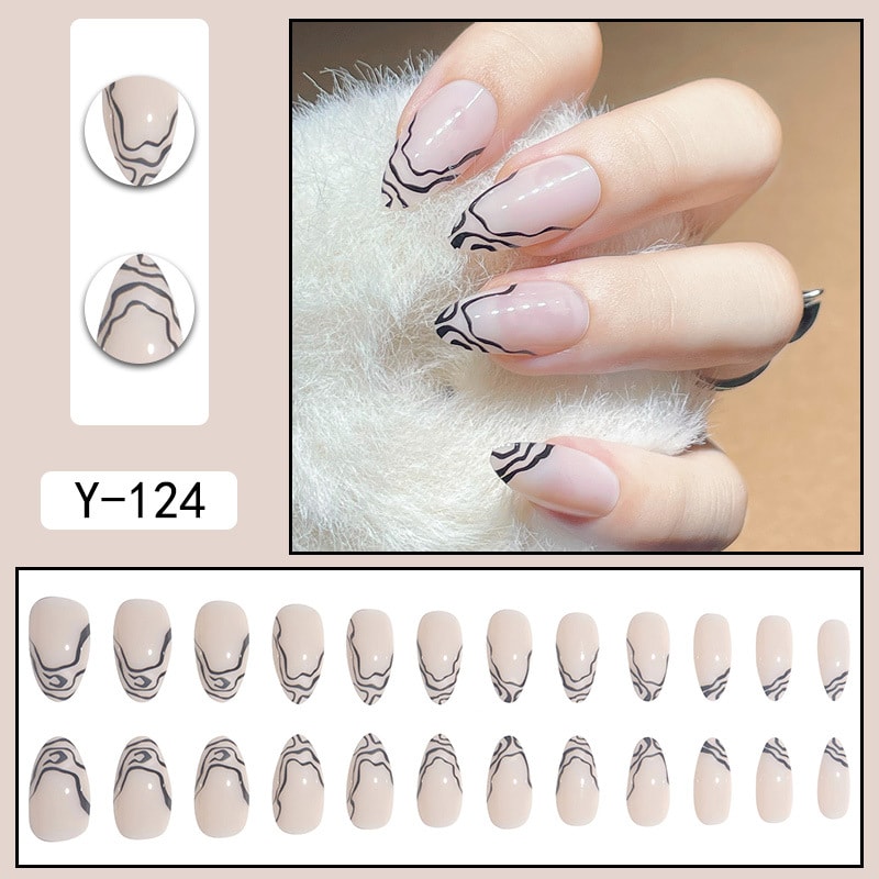 French Water Drop Manicure Rhinestones Wear Nails view 6