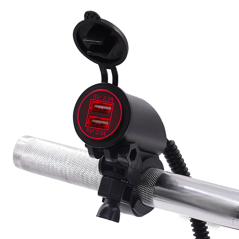 4.2A Dual USB Car Mobile Phone Charger Motorcycle ATV Universal 12Vor24V Modified Lead view 4