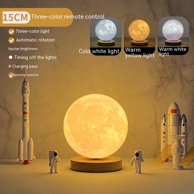 Creative 3D Magnetic Floating Levitating Moon Lamp Touch Control 3 Color Moon Light Lunar Night Light For Home Office Room Decor view 5