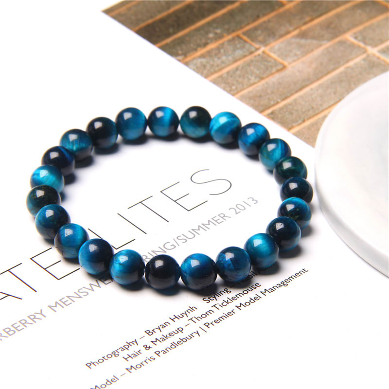 Tiger Eye Stone Bracelet Single Circle Lapis Lazuli Bracelet Beaded view 3