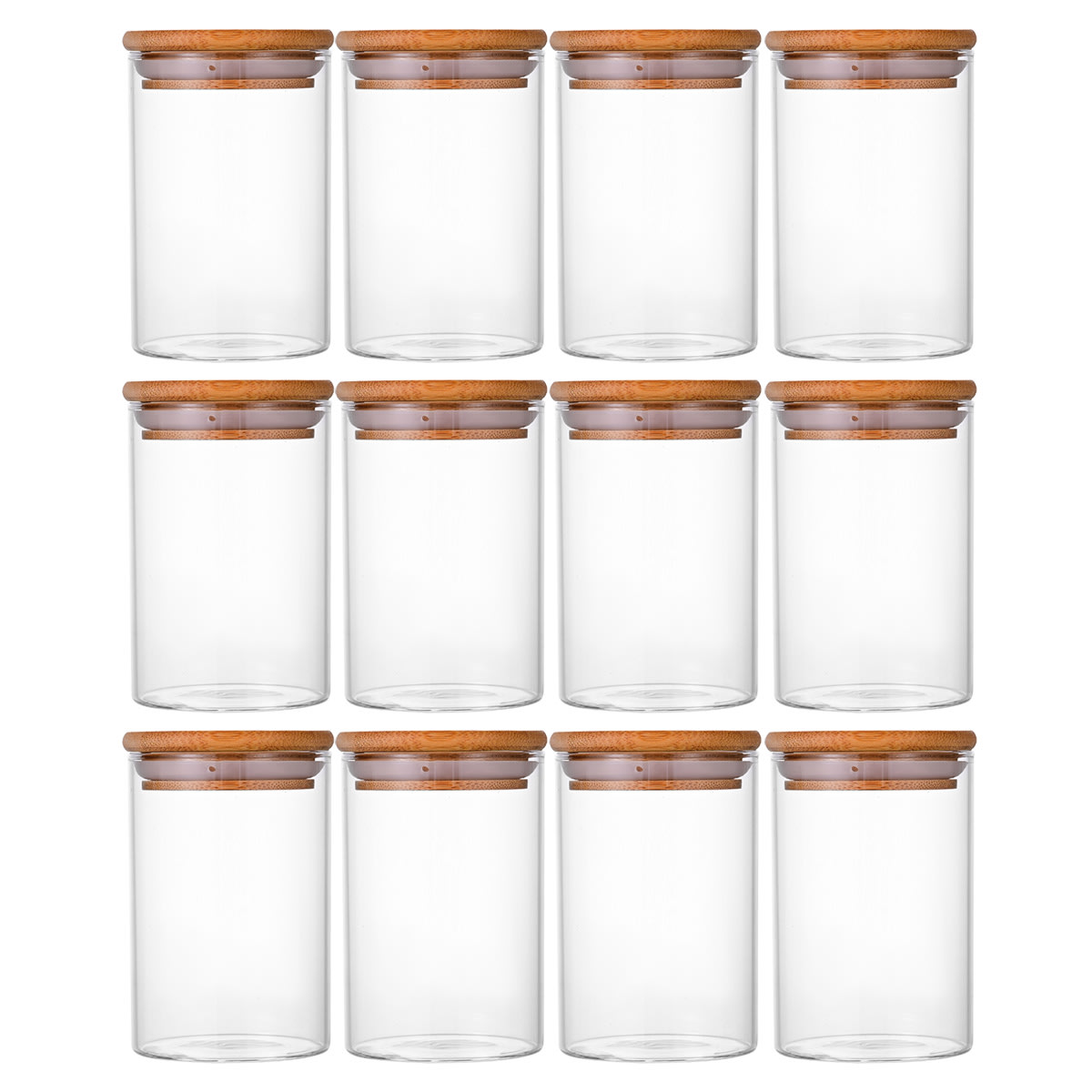 12 Pcs Round Spice Jars With Bamboo Lids And Stickers, Glass Storage Jars, Candy Jars, Coffee Jars, Salt Jars, Pepper Jars, Tea Jars view 10