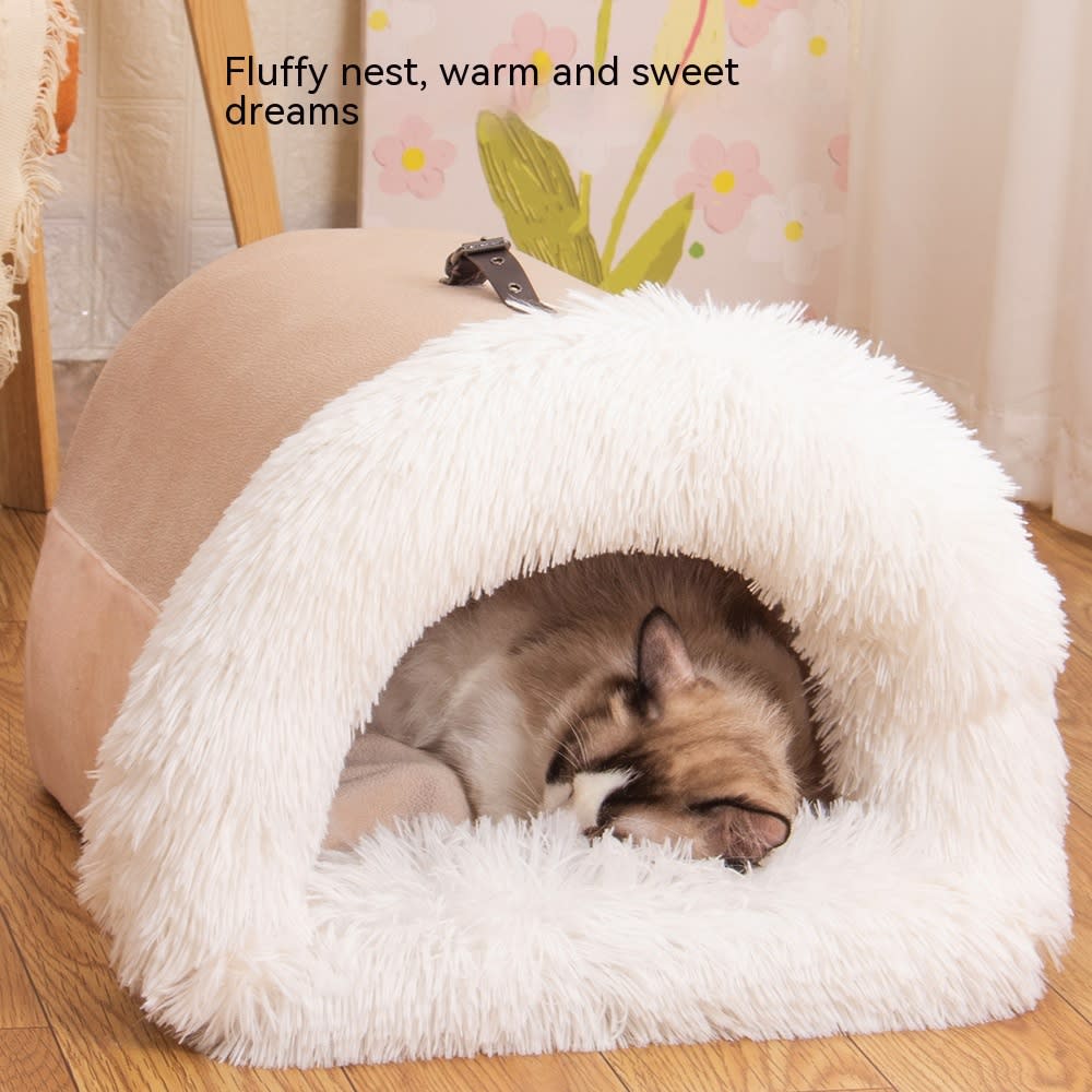 New Splice Portable Pet Nest Portable Autumn And Winter Warm Dog Nest Moisture-proof Long Fur Cat Nest Cross Border Pet Nest view 2