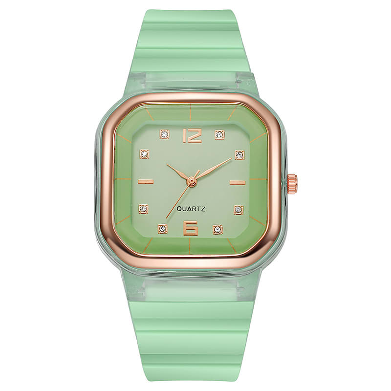 Student Style Children's Silicone Diamond Trend Fashion Square Women's Watch view 8