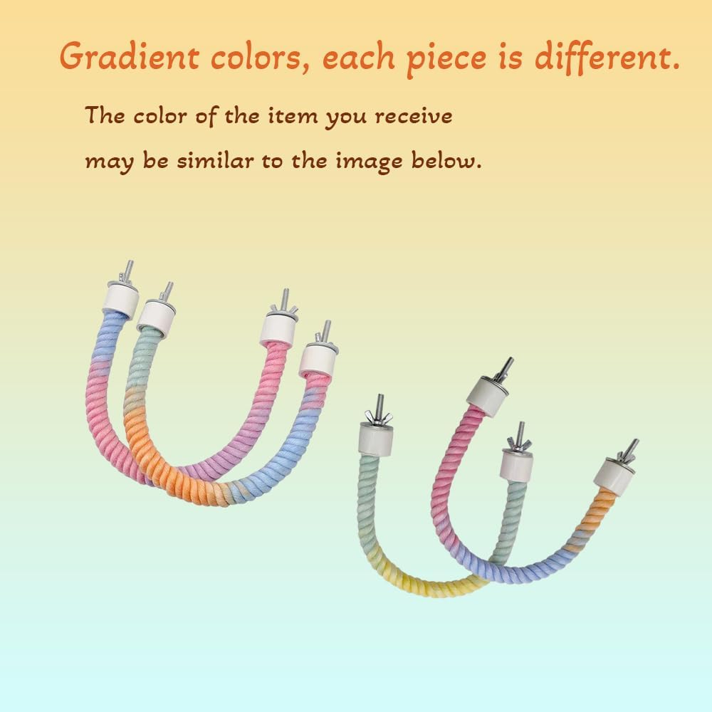 Gradient Colorful Bird Rope Perch Stand For Bird Cages Bendable Climbing Rope Cage Accessory Toy For Cockatiel Parakeet Sugar Glider view 6