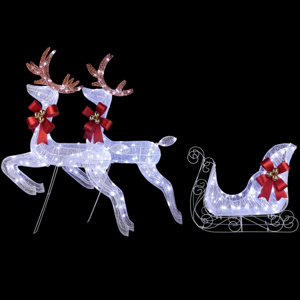 211X27.5X100cm Deer Sled, White Light, Powder Mesh, Christmas Lights, Reindeer view 13