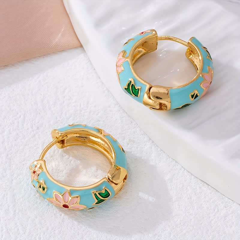 1 Pair Fashion Exquisite Enamel Round Earrings For Women, Daily Commute Wear view 5