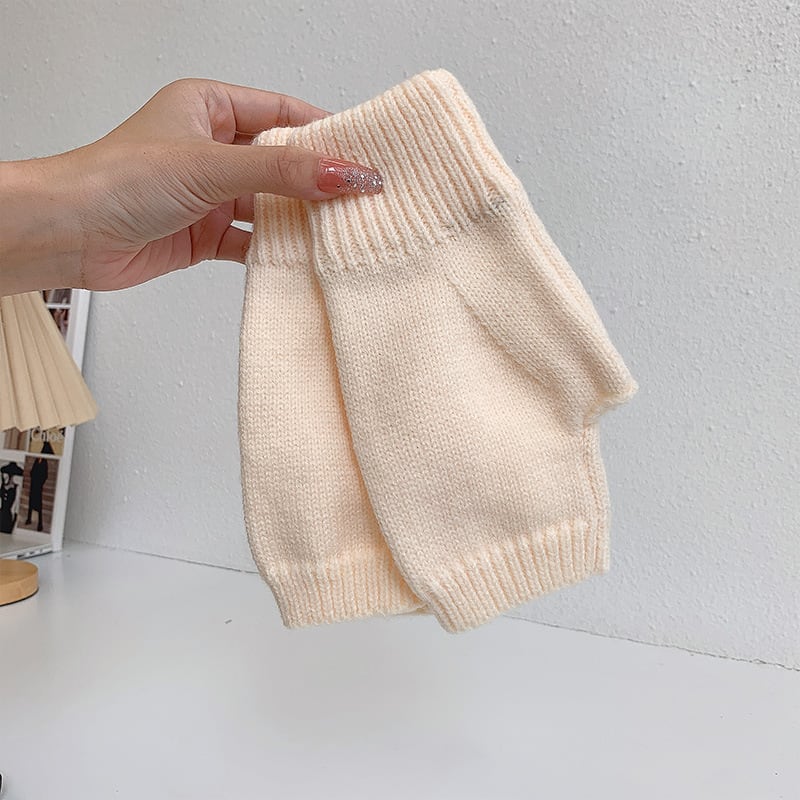 Women's Warm Knitting Wool Half Finger Gloves