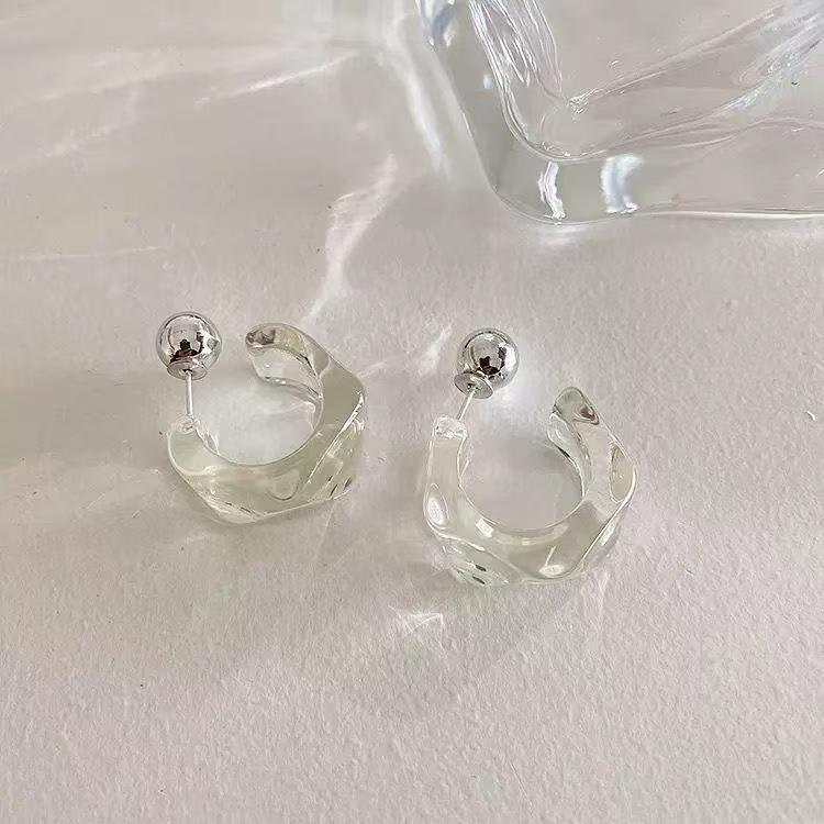 1 Pair Korean Trendy Acrylic C-Shaped Hoop Earrings, Youthful, Stylish & Exquisite Personalized Design Earrings For Women view 3